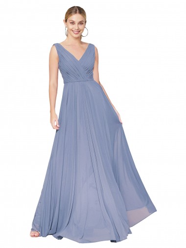 Floor Length High Neck V-Back Chiffon Prom Dress UK Website