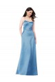 Crossing Strap Back Pleated Bodice Long Satin Prom Dress UK Website