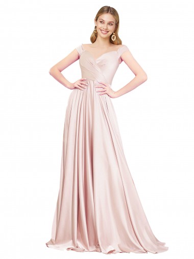 A-Line Off the Shoulder Sweetheart Satin Prom Dress UK Website