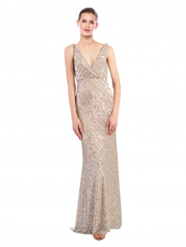 Faux Surplice V-Neck Slim Sparkling Sequin Prom Dress UK Website