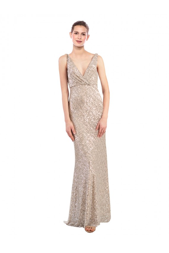 Faux Surplice V-Neck Slim Sparkling Sequin Prom Dress UK Website