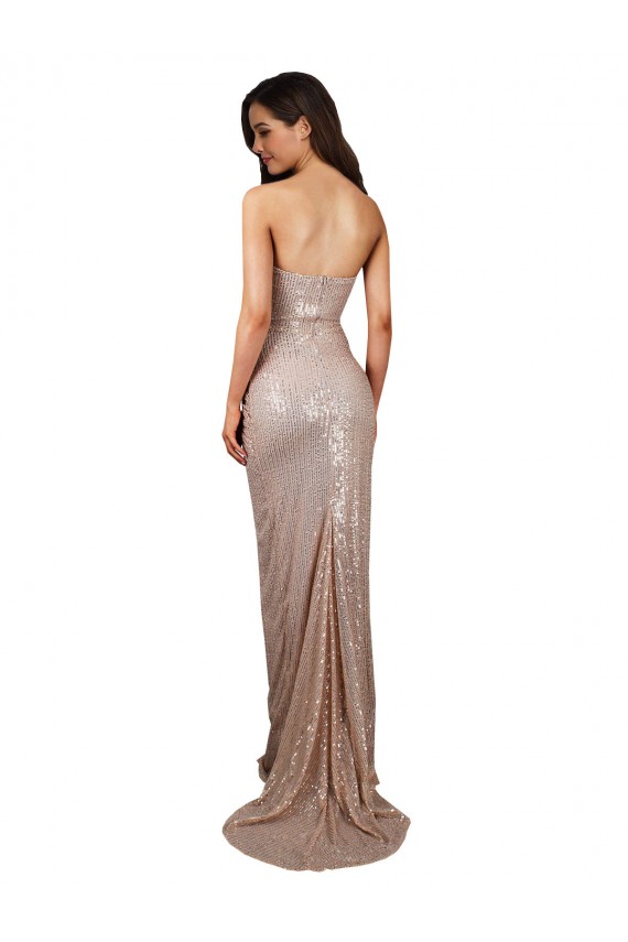 High Slit Scoop Neck Long Sequin Prom Dress UK Website