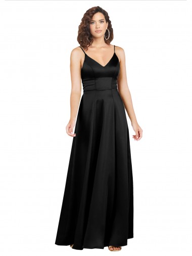 Silky Satin Floor-Length Long Prom Dress with V-Neckline UK Website