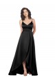 High Low V-Neckline Silky Satin Tulip Prom Dress with Wrap Skirt UK Website