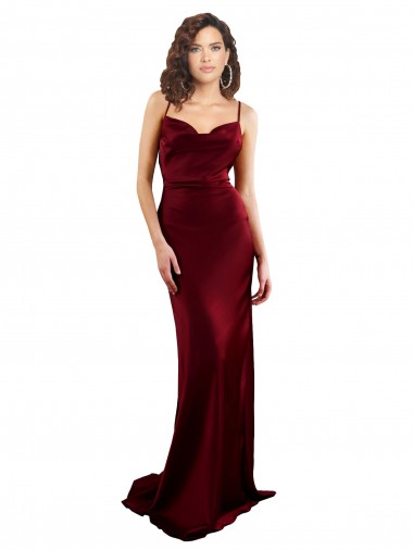 Cowl Neck Long Criss Cross Open Back Silky Satin Prom Dress UK Website