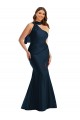 Scarf Neck One Shoulder Silky Satin Mermaid Prom Dress with Front Slit UK Website