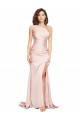 Full Length One Shoulder Long Silky Satin Prom Dress with High Split UK Website