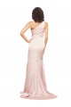 Full Length One Shoulder Long Silky Satin Prom Dress with High Split UK Website