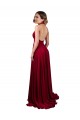 A-Line Halter Plunge V-Neckline Open Back Spandex Prom Dress with Slit UK Website