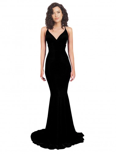 Fishtail Shaped V-Neck Open Back Spandex Prom Dress UK Website