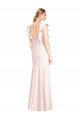 Ruffle Cap Sleeves Open Back Trumpet Prom Dress UK Website