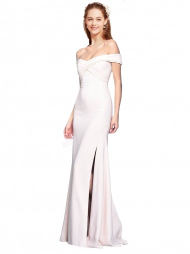 Criss Cross Off the Shoulder Crepe Prom Dress with Side Slit UK Website