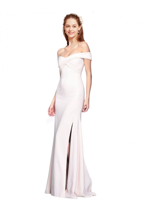 Criss Cross Off the Shoulder Crepe Prom Dress with Side Slit UK Website