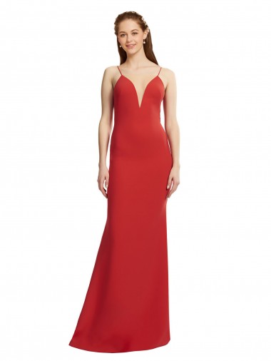 Mermaid Plunging V-Neck Crepe Prom Dress with Wide Open Back UK Website