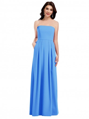 Strapless Pleated Skirt Crepe Prom Dress with Pockets UK Website