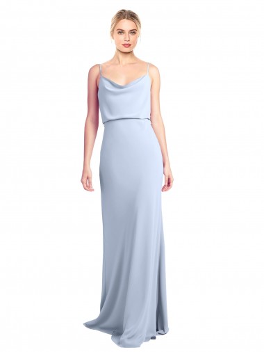 Feminine Cowl Neck Slim Floor Length Stretch Crepe Prom Dress UK Website