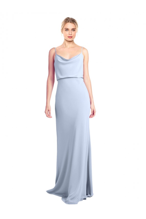 Feminine Cowl Neck Slim Floor Length Stretch Crepe Prom Dress UK Website