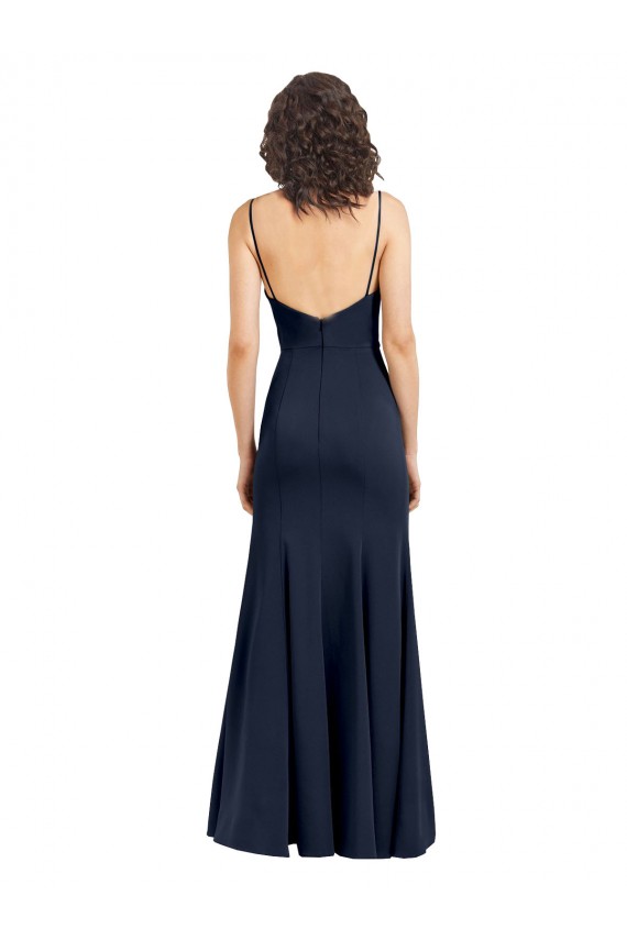 Fit and Flare Scoop Neck Long Sleeveless Stretch Crepe Prom Dress UK Website