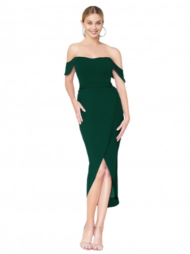 Off the Shoulder Short Knee Length Crepe Wrap Cocktail Prom Dress / Homecoming Dress UK Website