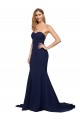 Fit and Flare Sweetheart Long Crepe Prom Dress with Sweep Train UK Website