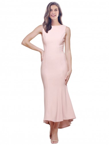 High Neck Low V-Back Midi Length Crepe Cocktail Dress / Prom Dress UK Website