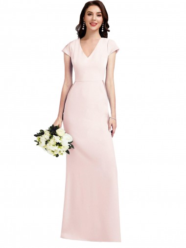 Cap Sleeve A-Line Crepe Prom Dress with Pockets UK Website