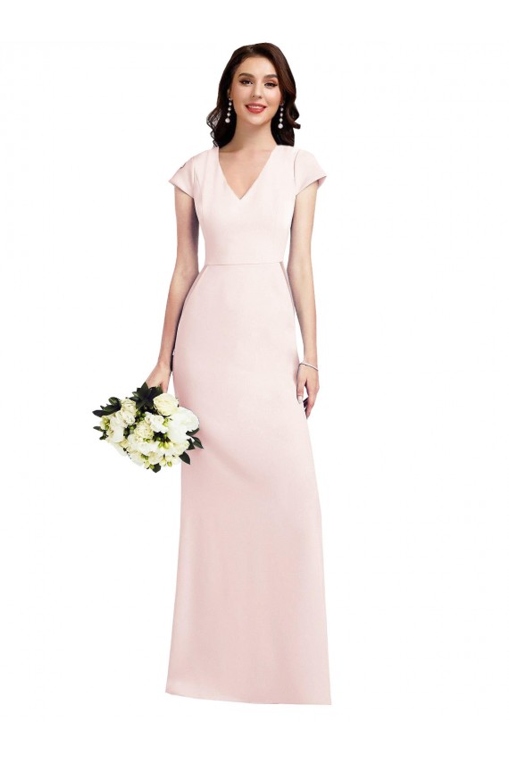 Cap Sleeve A-Line Crepe Prom Dress with Pockets UK Website