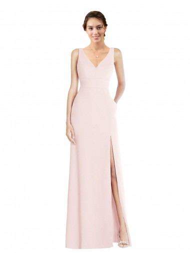 Square Neck Low Back A-Line Prom Dress with Front Slit and Pockets UK Website