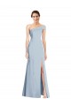 Asymmetrical Off the Shoulder Cuff Trumpet Crepe Prom Dress With Front Slit UK Website