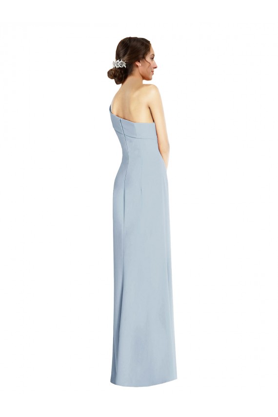 Asymmetrical Off the Shoulder Cuff Trumpet Crepe Prom Dress With Front Slit UK Website