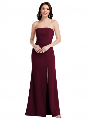 Strapless Crepe Maxi Prom Dress with Front Slit UK Website