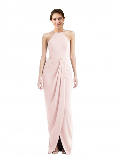 Halter Draped Tulip Skirt Maxi Prom Dress UK Website