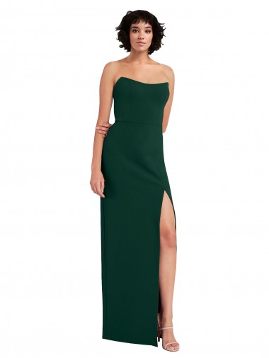 Scooped Strapless Neckline Crepe Prom Dress with Side Slit UK Website