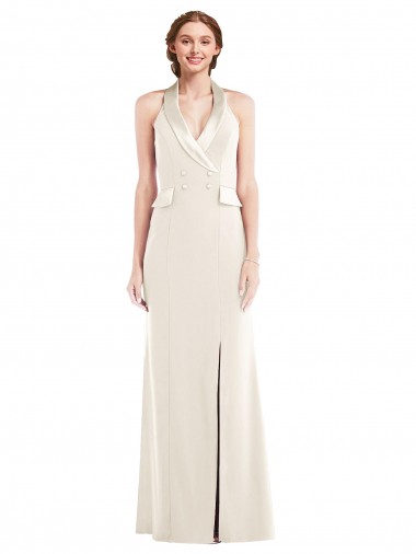 Halter Tuxedo Maxi Prom Dress with Front Slit UK Website