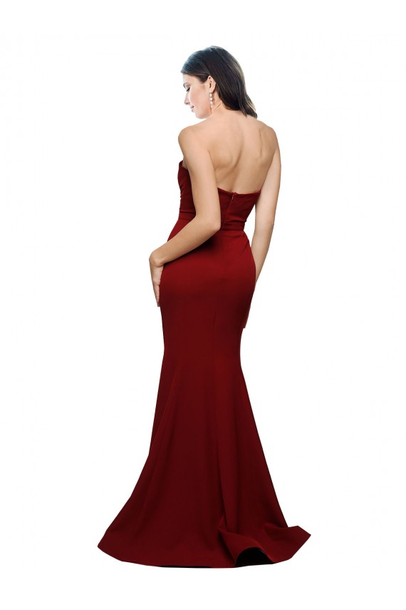 Long Full Length Sweetheart Slim Crepe Prom Dress with Strapless Bodice UK Website