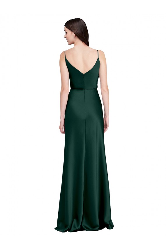 Fitted Cowl Neck Long Stretch Satin Slip Prom Dress with V-Back UK Website