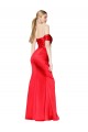 High Neck Off the Shoulder Stretch Satin Prom Dress with High Slit UK Website