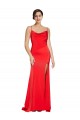 Low Back Cowl Neck Stretch Satin Prom Dress with High Side Slit UK Website