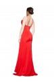 Low Back Cowl Neck Stretch Satin Prom Dress with High Side Slit UK Website