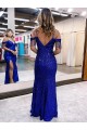 Cold Shoulder Sleeveless Long Floor Length Velvet Sequin Prom Dress with Slit UK Website