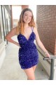 Sleeveless Short Velvet Sequin V-Neck Prom Dress UK Website