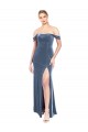 Draped Sleeves Wide Scoop Neck Off the Shoulder Velvet Prom Dress UK Website