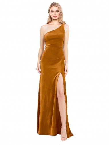 Sleek One Shoulder Long Velvet Prom Dress UK Website