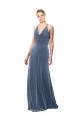 Halter Cowl Neck Long A-Line Velvet Prom Dress with Keyhole Back UK Website