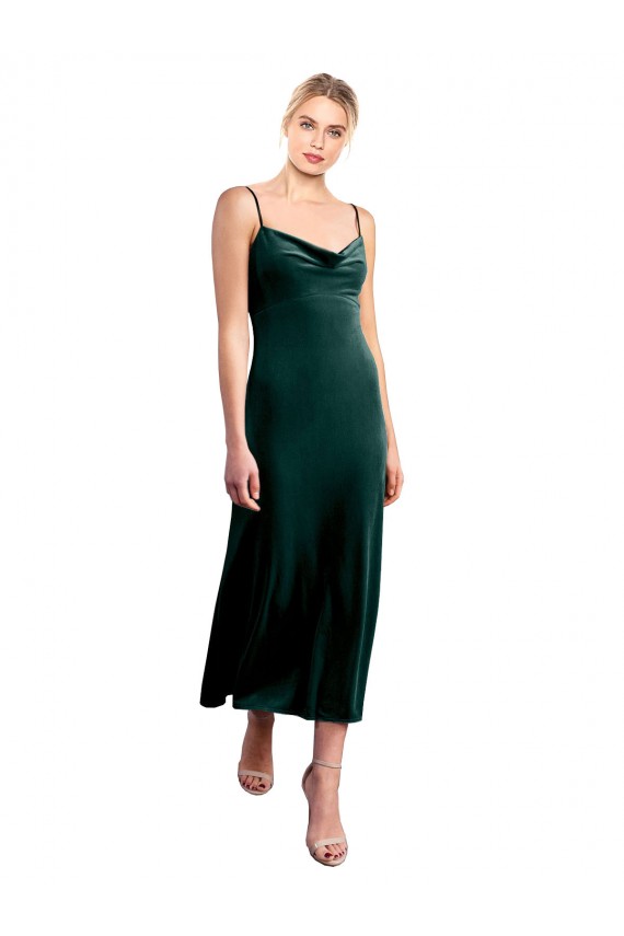 Midi Length Cowl Neck Velvet Slip Cocktail Prom Dress / Homecoming Dress UK Website