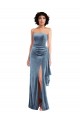 Strapless Velvet Maxi Prom Dress with Draped Skirt UK Website