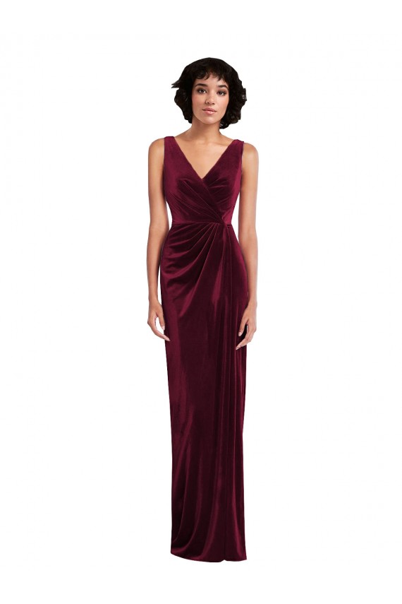 Draped Skirt Faux Wrap Velvet Maxi Prom Dress UK Website