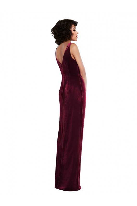 Draped Skirt Faux Wrap Velvet Maxi Prom Dress UK Website