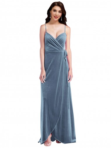 Velvet Wrap Maxi Prom Dress with Pockets UK Website