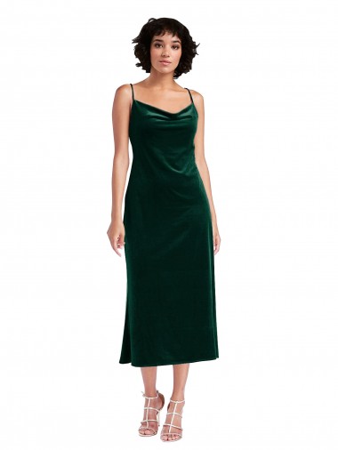 Midi Length Cowl Neck Velvet Short Slip Cocktail Prom Dress / Homecoming Dress UK Website